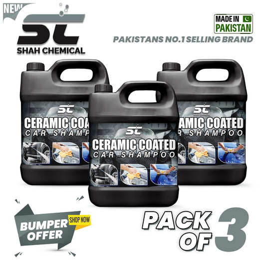 Pack of 3 Ceramic coated car wash and wax shampoo - 4 litre