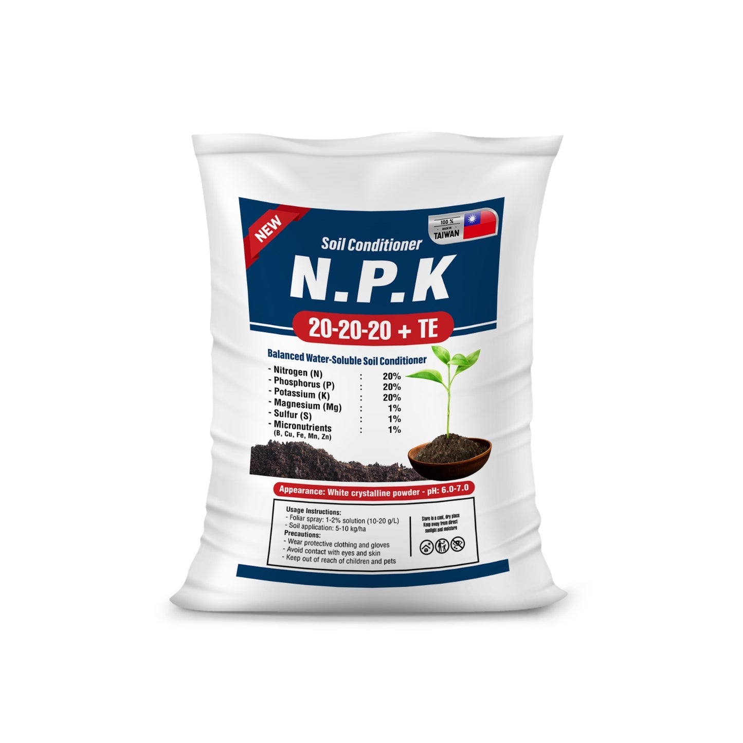 N.P.K 20-20-20+TE Soil Conditioner Made In Taiwan (Powder Form) - 25 kg Pack