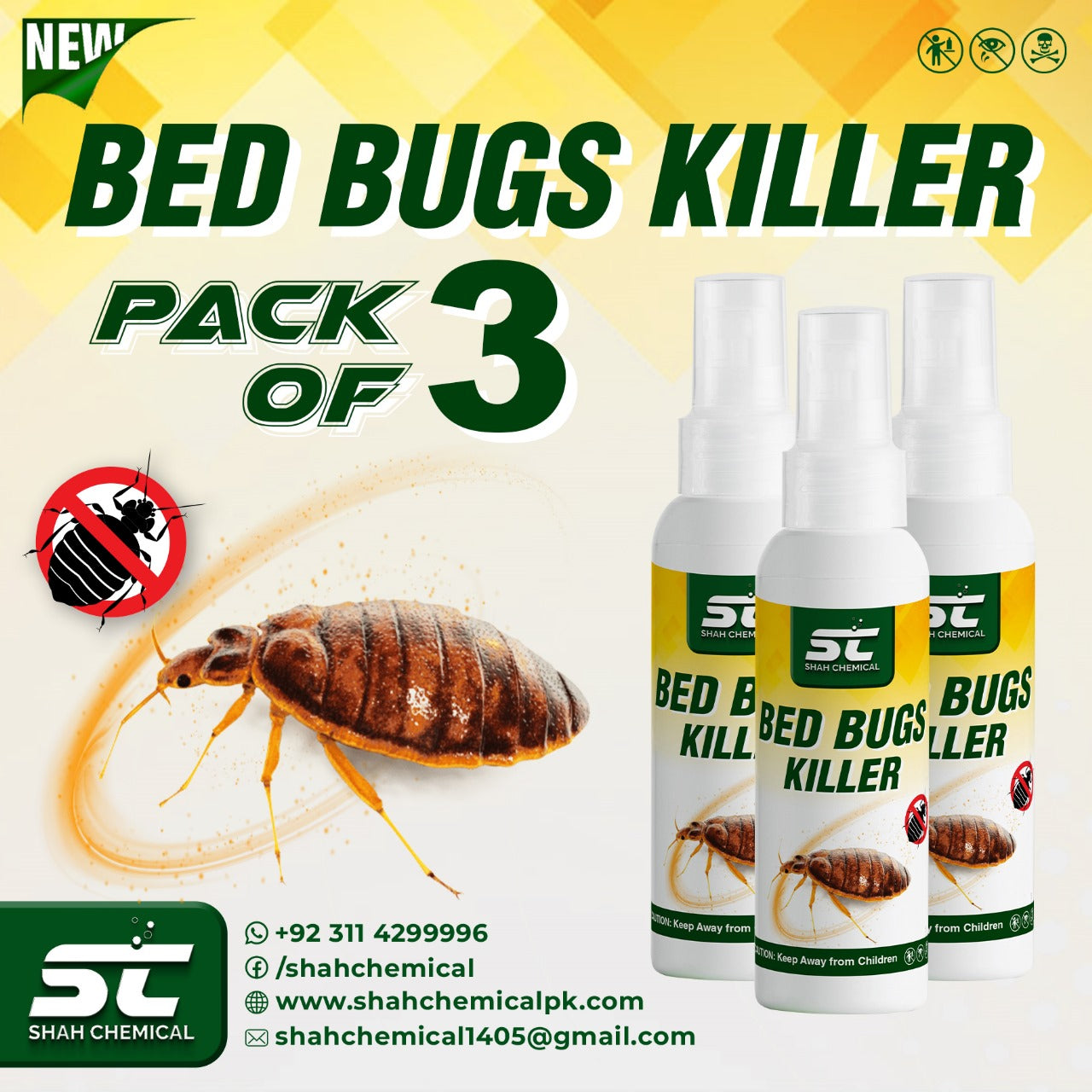 Pack of 3 Beg Bugs Killer Ready For Use Spray - 120 ml