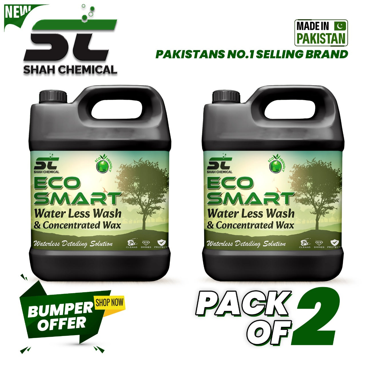 SHAH CHEMICALS Pack of 2 Eco Smart Water Less wash & wax - 4 litre SHAH CHEMICALS