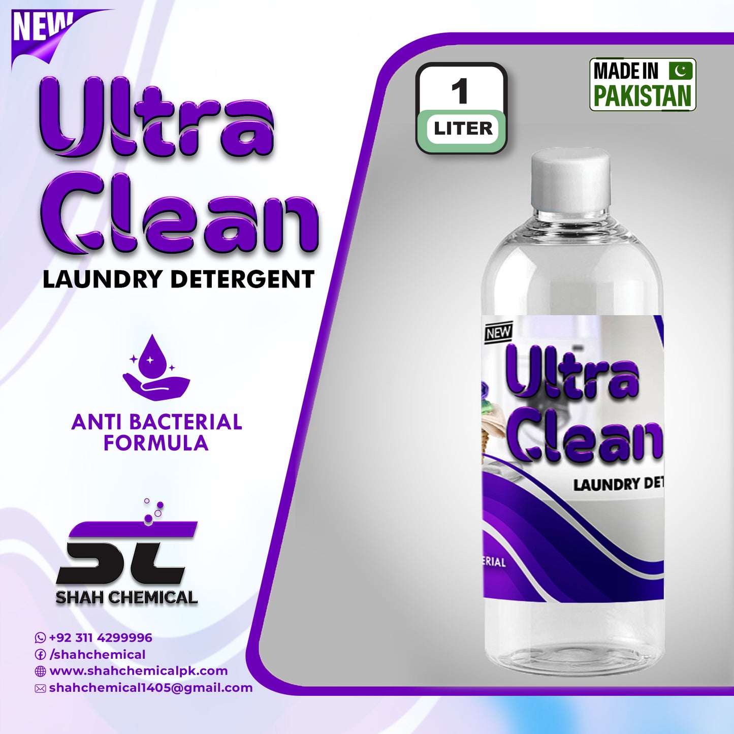 SHAH CHEMICALS Ultra Clean Liquid Laundry Detergent - 1 litre SHAH CHEMICALS