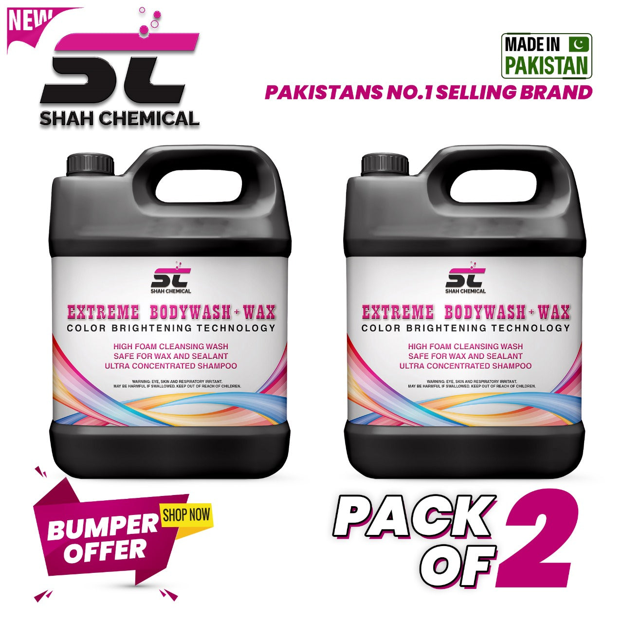 SHAH CHEMICALS Pack of 2 Extreme Body wash + wax car wash shampoo - 4 litre SHAH CHEMICALS