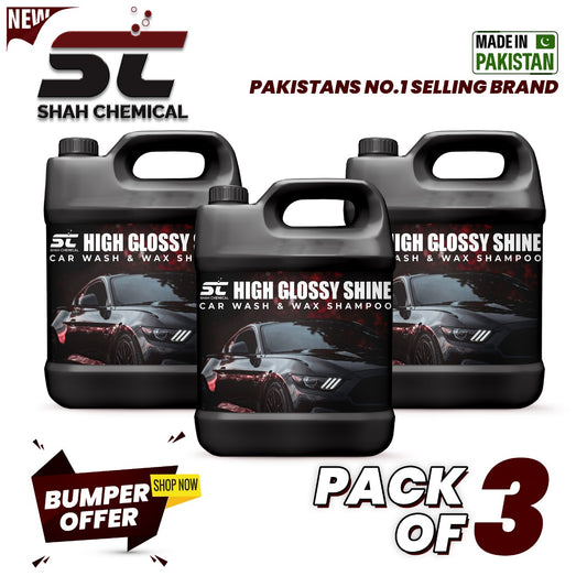 SHAH CHEMICALS Pack of 3 High Glossy Shine Car Wash shampoo & Wax Shampoo - 4 Litre SHAH CHEMICALS