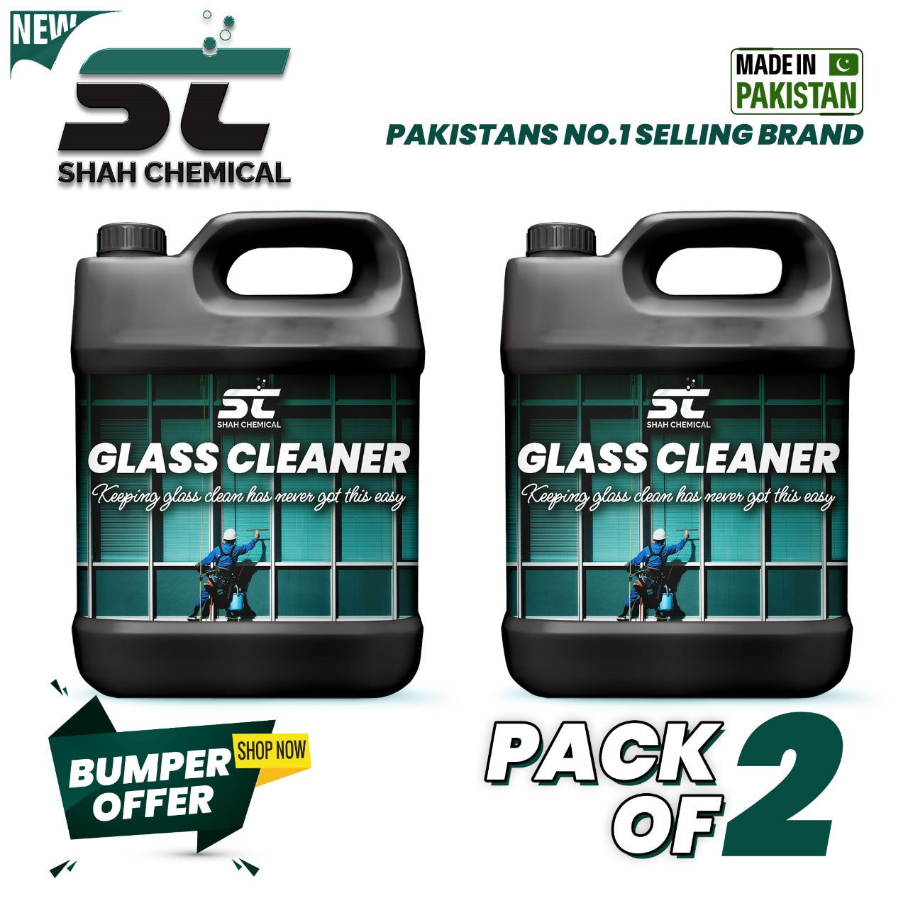 SHAH CHEMICALS Pack of 2 Extreme Shine Glass Cleaner - 4 litre SHAH CHEMICALS