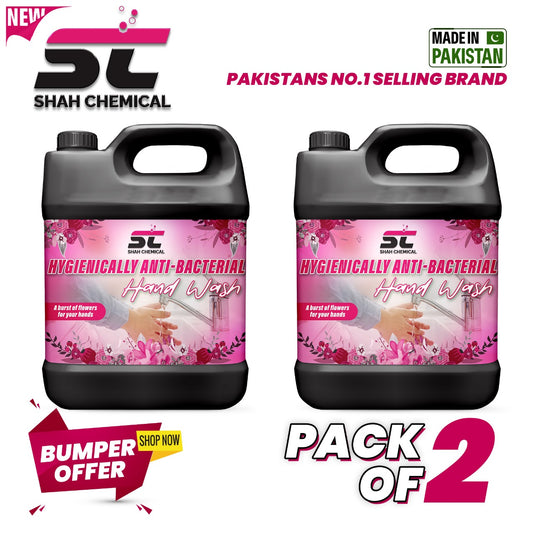 SHAH CHEMICALS Pack of 2 Hygienically  Anti-Bacterial Hand wash liquid Soap - 4 litre SHAH CHEMICALS