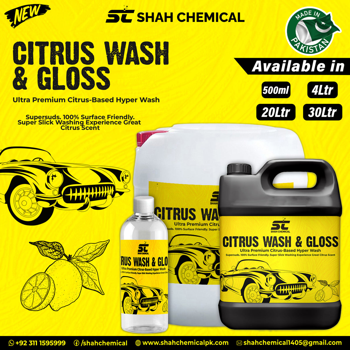 Citrus car wash & wax shampoo
