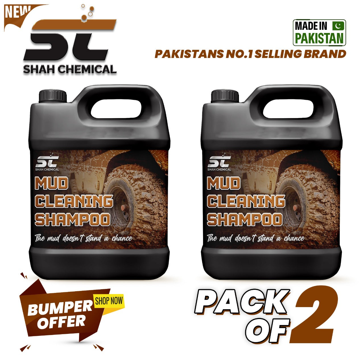 SHAH CHEMICALS Pack of 2 Mud , Dirt Heavy Duty Car wash & wax shampoo - 4 litre SHAH CHEMICALS