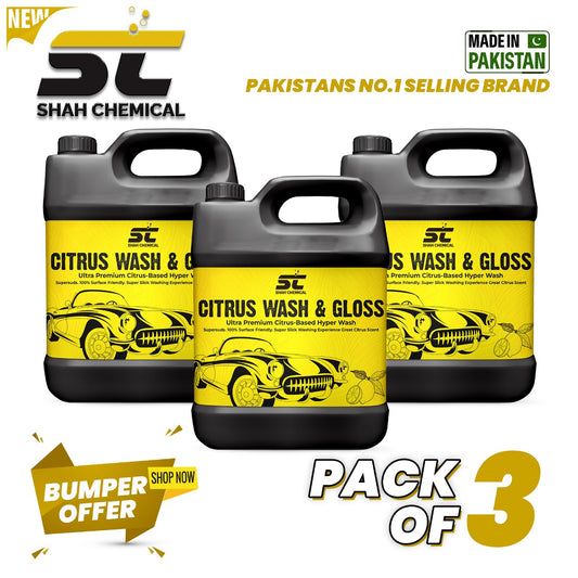 Pack of 3 Citrus car wash & wax shampoo - 4 litre