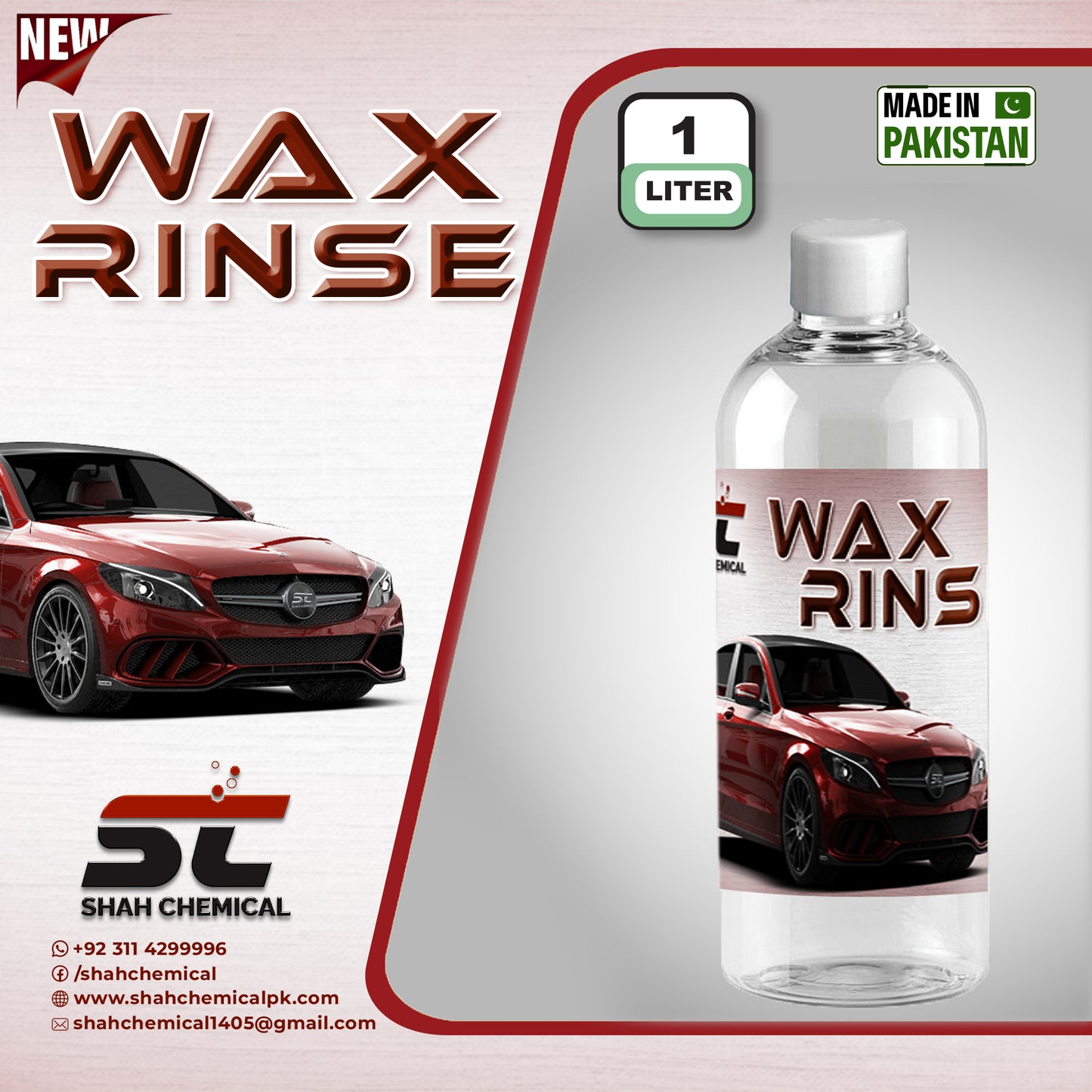 SHAH CHEMICALS Wax Rinse Sealant Car wash & wax shampoo - 1 litre SHAH CHEMICALS