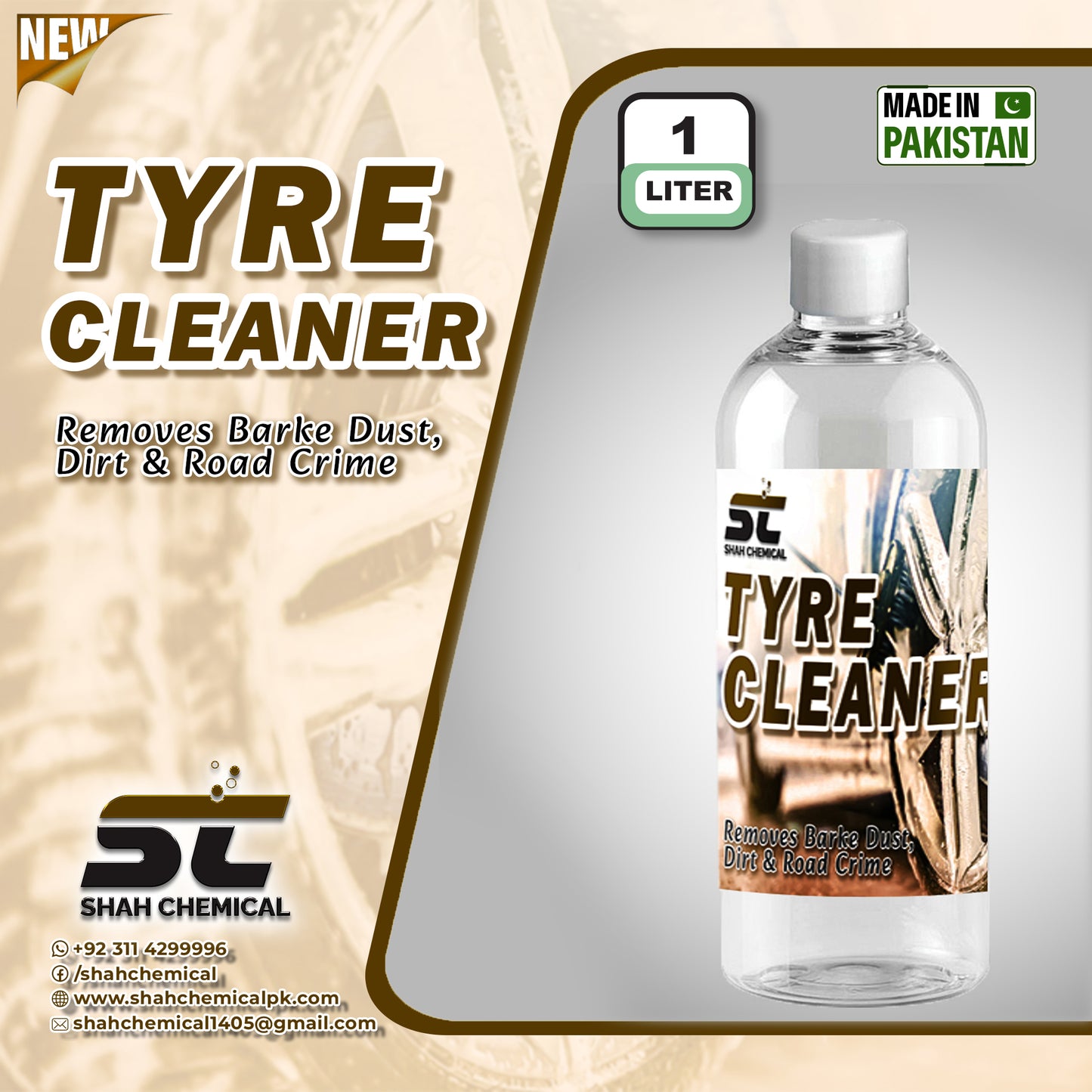 SHAH CHEMICALS Vehicle Tyre / Wheel Cleaner - 1 litre SHAH CHEMICALS