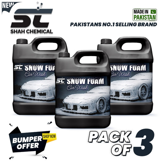 Pack of 3 Snow Foam Car Shine Wash & wax Shampoo - 4 Litre