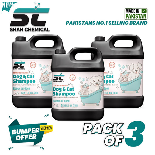 Pack of 3 Organic Dogs, Cat and All Pets Shampoo - 4 litre