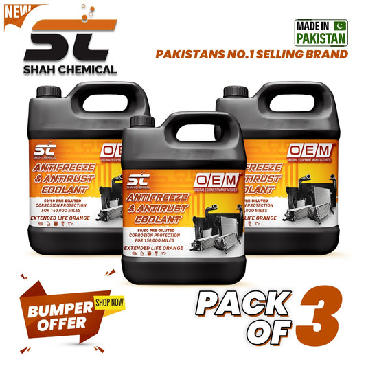 SHAH CHEMICALS Pack of 3 OEM Anti-Rust & Anti-Freez Coolant For All Vehicle - 4 litre SHAH CHEMICALS