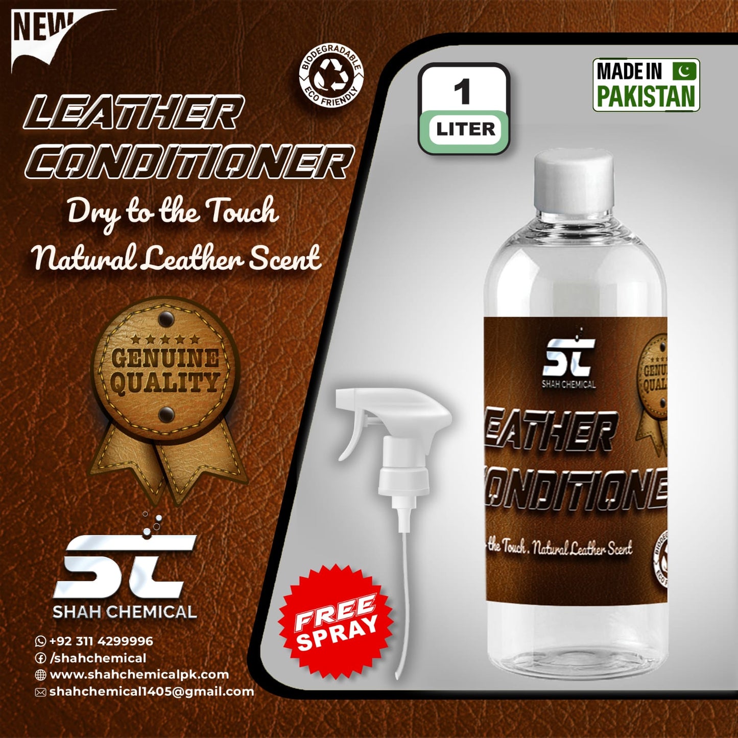 SHAH CHEMICALS Leather Cleaner & Conditioner - 1 litre SHAH CHEMICALS