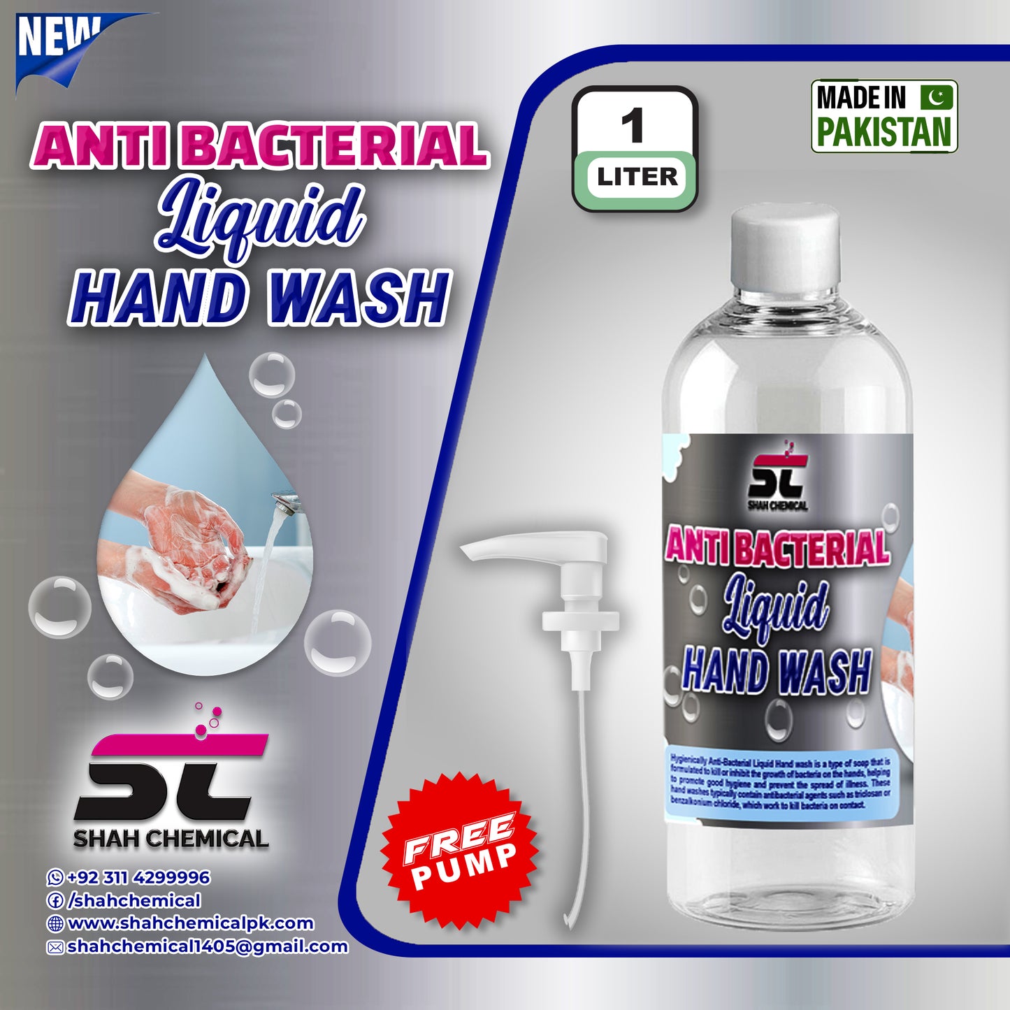 SHAH CHEMICALS Hand Wash Liquid Soap - 1 litre SHAH CHEMICALS