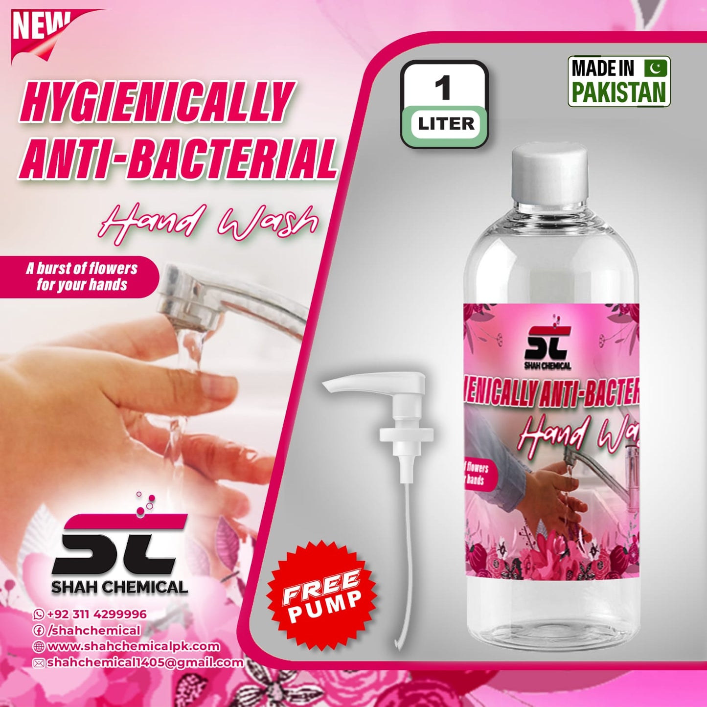 SHAH CHEMICALS HYGIENICALLY  HAND WASH 1 LITRE SHAH CHEMICALS