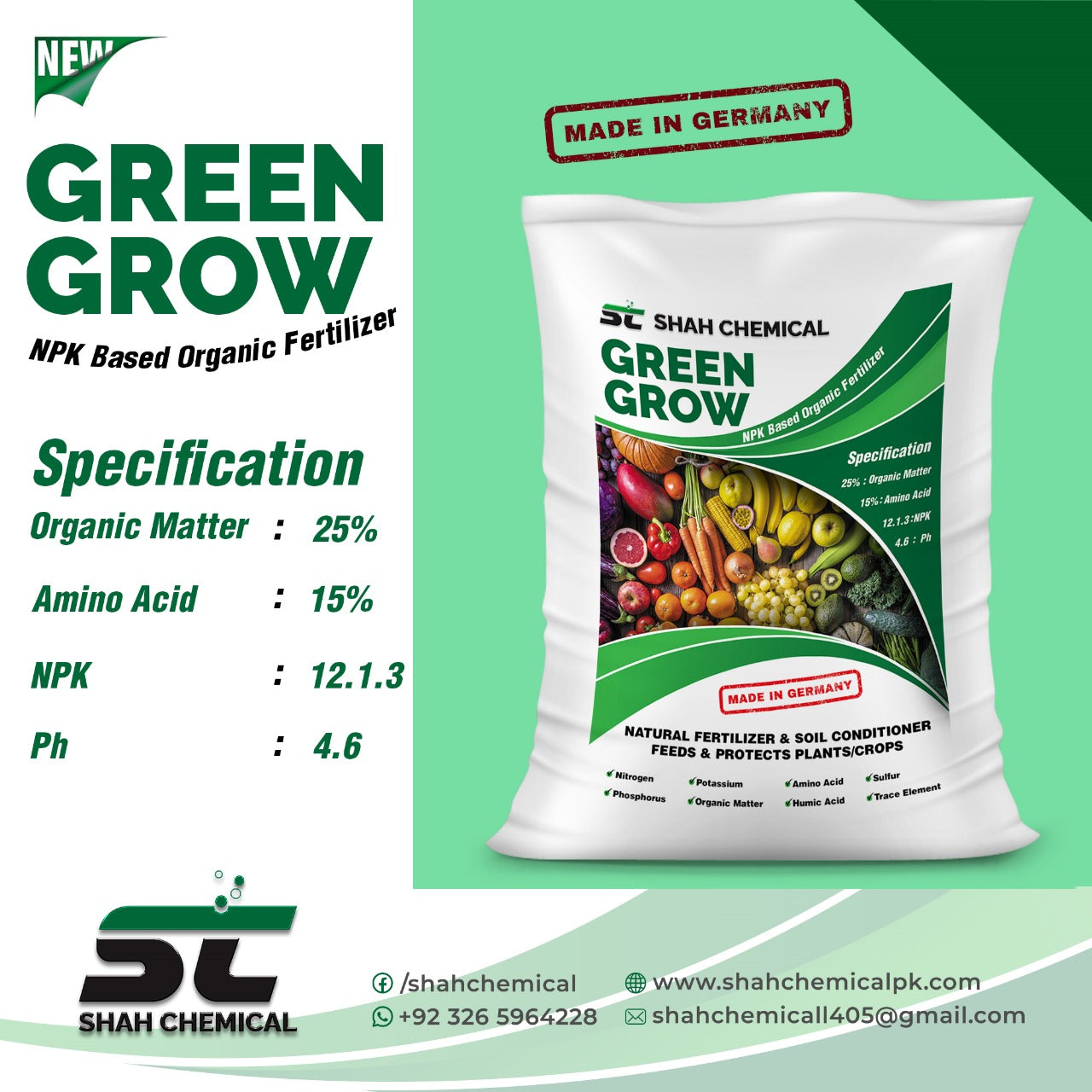 Green Grow ( NPK Based Organic Fertilizer ) - 25 kg MADE IN GERMANY