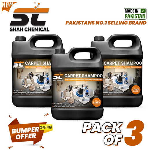 Pack of 3 Carpet Cleaning shampoo Deeply Cleans and Disinfect - 4 litre