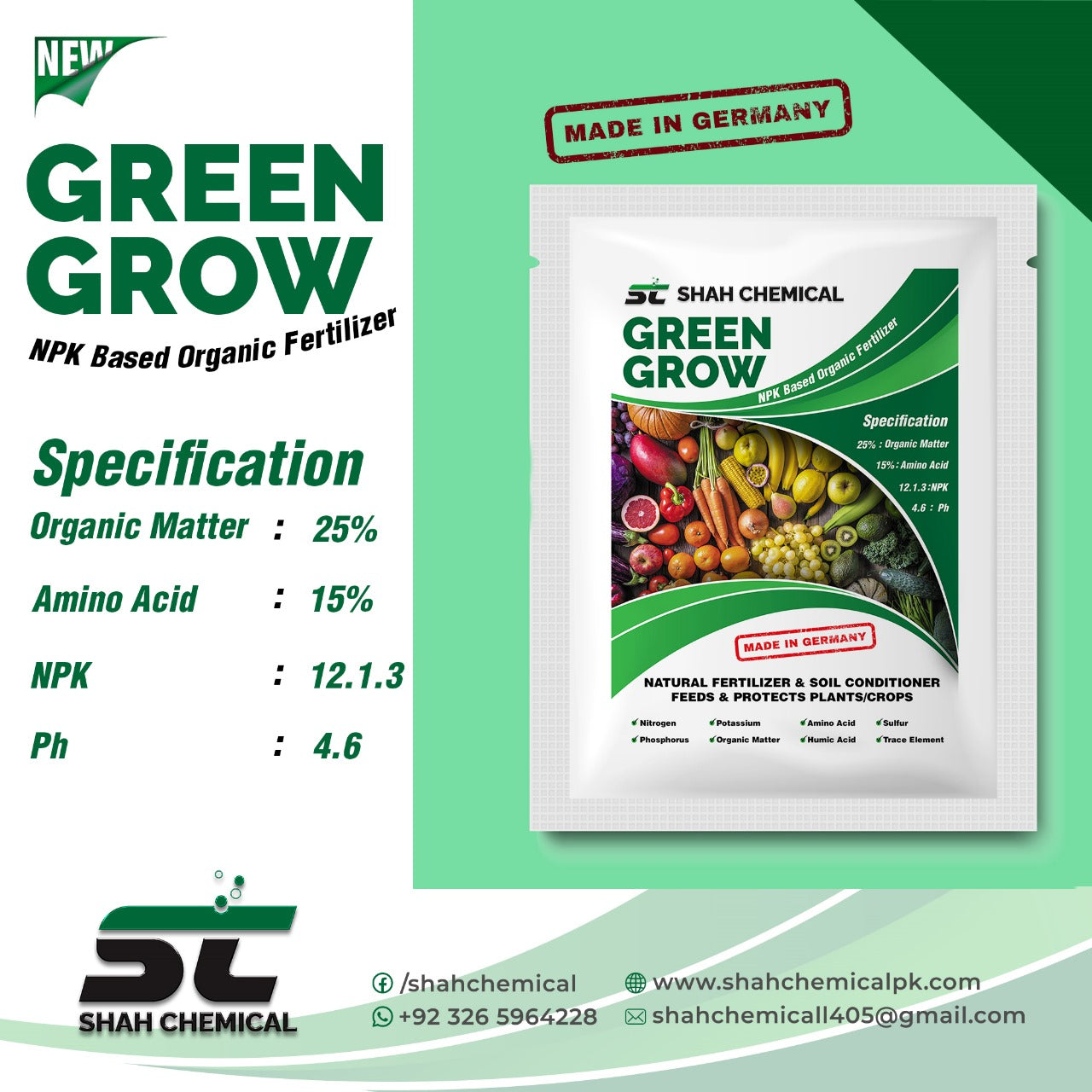 Green Grow ( NPK Based Organic Fertilizer ) - 1 kg MADE IN GERMANY