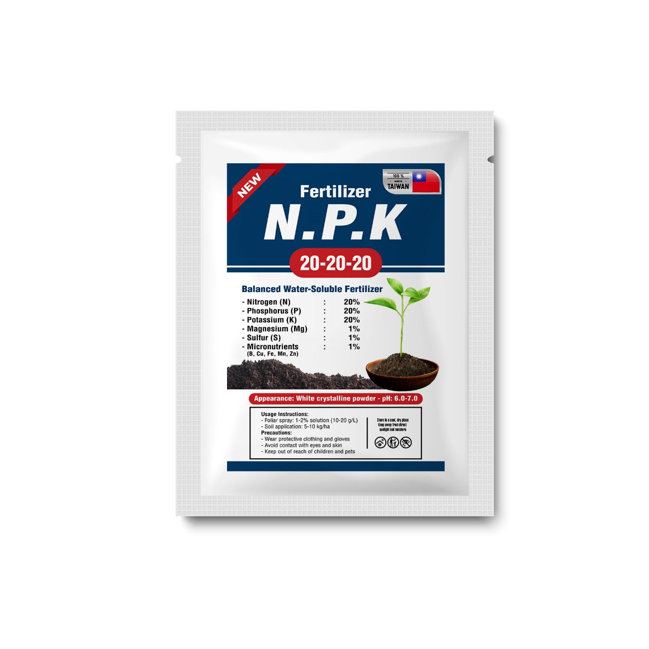 N.P.K 20-20-20+TE Fertilizer Made In Taiwan (Powder Form) - 1 kg Pack