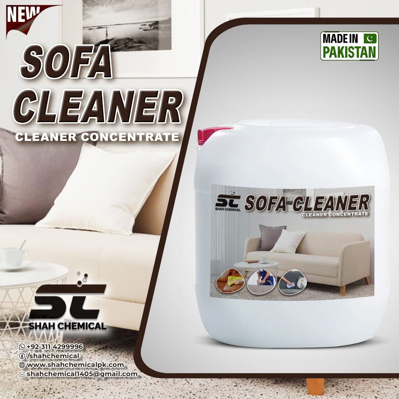 SHAH CHEMICALS Sofa , Chair , Rug , Carpet , All Purpose Cleaner - 20 litre SHAH CHEMICALS