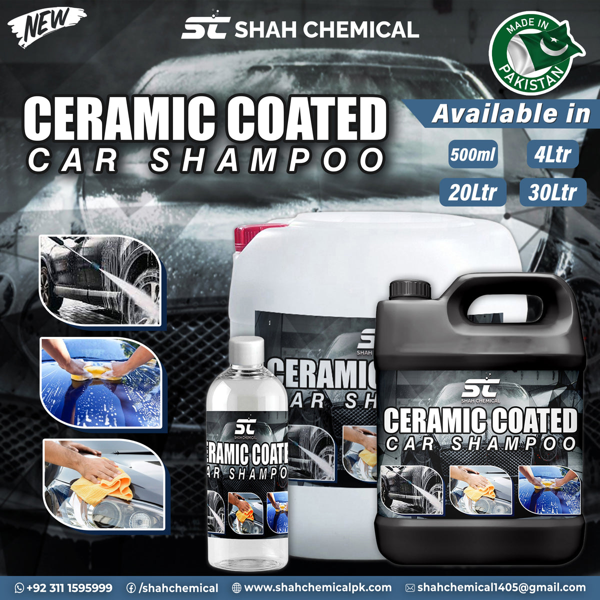 Ceramic coated car wash and wax shampoo