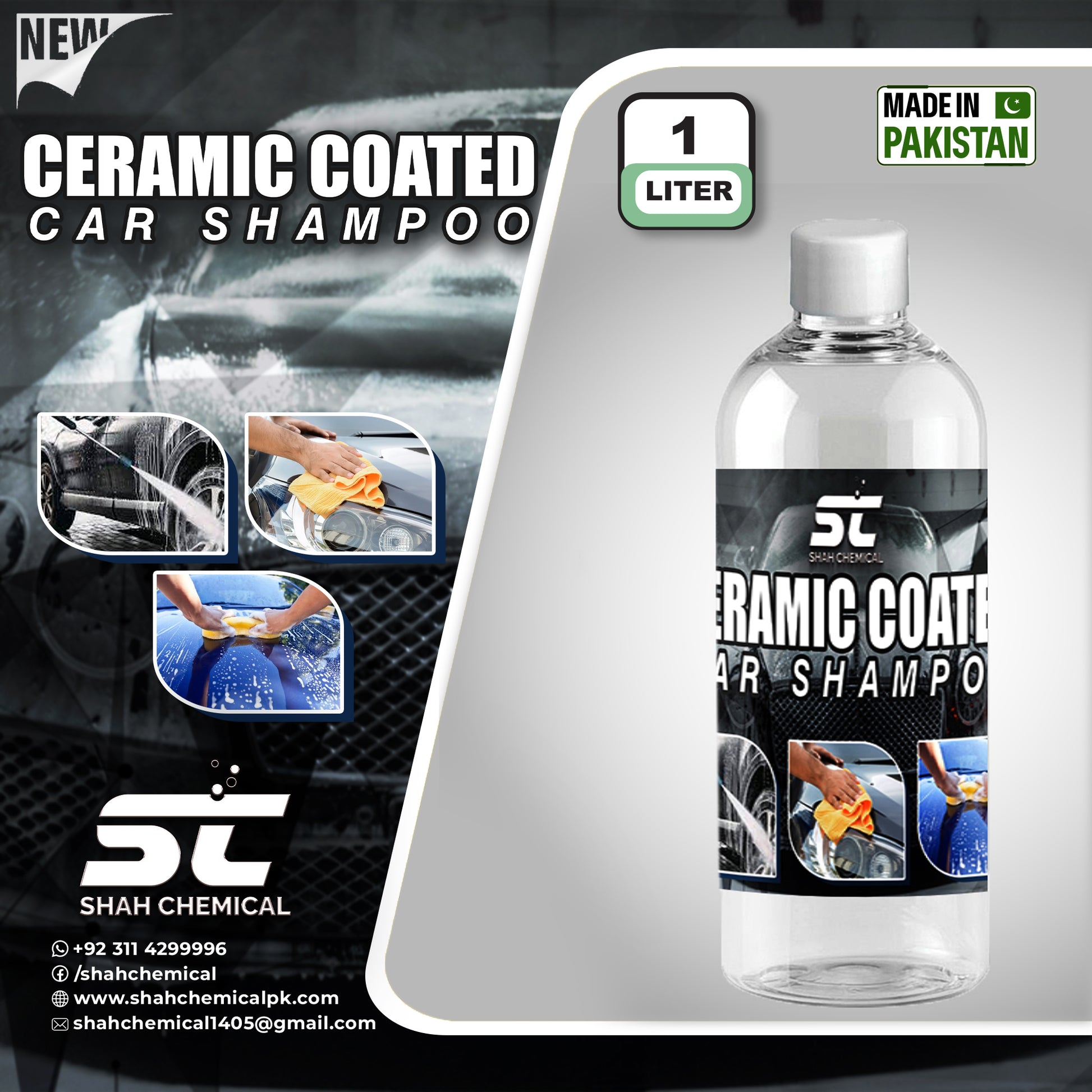 SHAH CHEMICALS Ceramic coated car wash and wax shampoo - 1 litre SHAH CHEMICALS