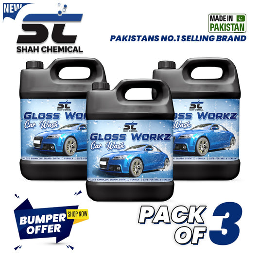Pack of 3 Gloss Workz Auto wash car wash shampoo - 4 litre