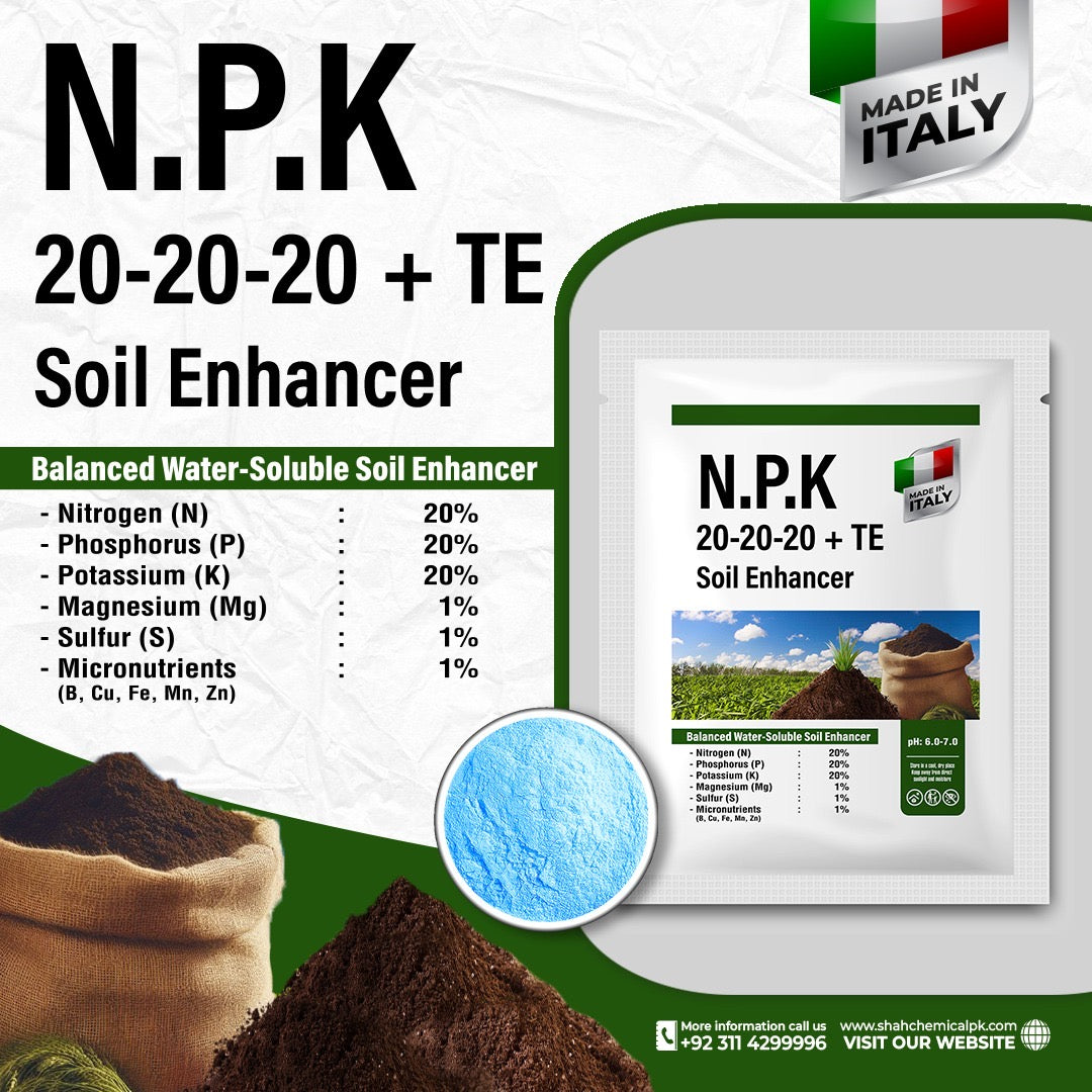 N.P.K 20-20-20+TE Soil Enhancer Made In Italy (Powder Form) - 1 kg Pack