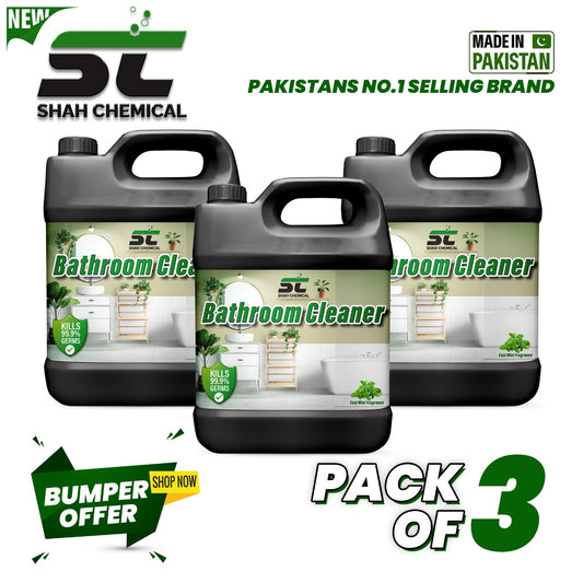 SHAH CHEMICALS Pack of 3 Anti-Bacterial Bathroom Cleaner Cool Mint Fragrance - 4 litre SHAH CHEMICALS cleaning