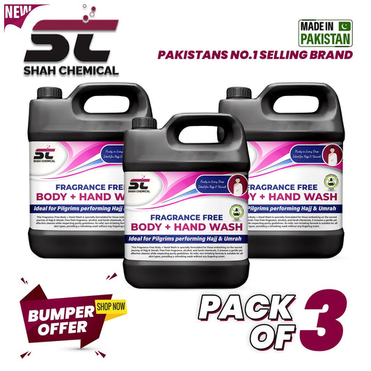 Pack Of 3 Fragrance Free Body + Hand Wash - 4 litre