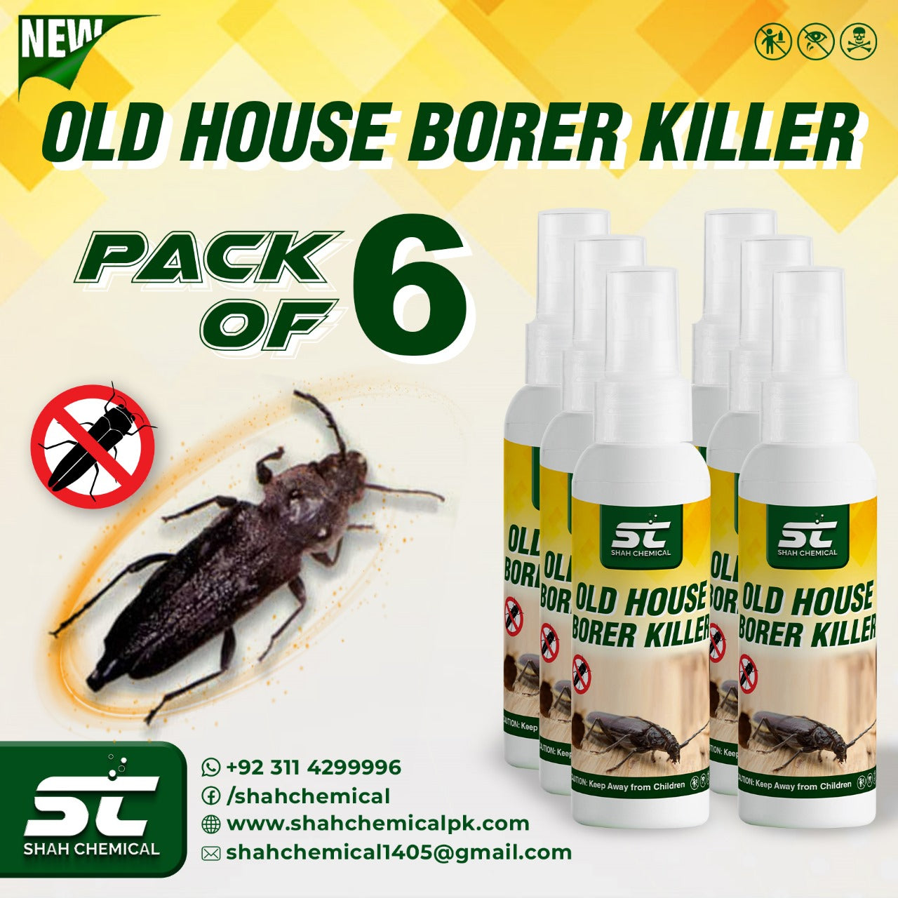 Pack of 6 Old House Borer Killer Ready For Use Spray - 120 ml