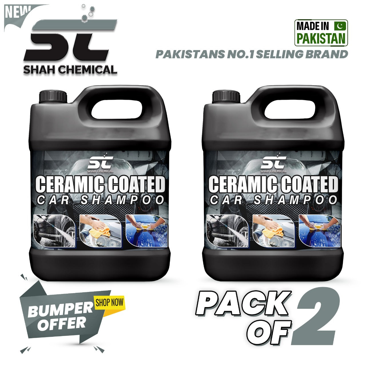 Pack of 2 Ceramic coated car wash and wax shampoo - 4 litre