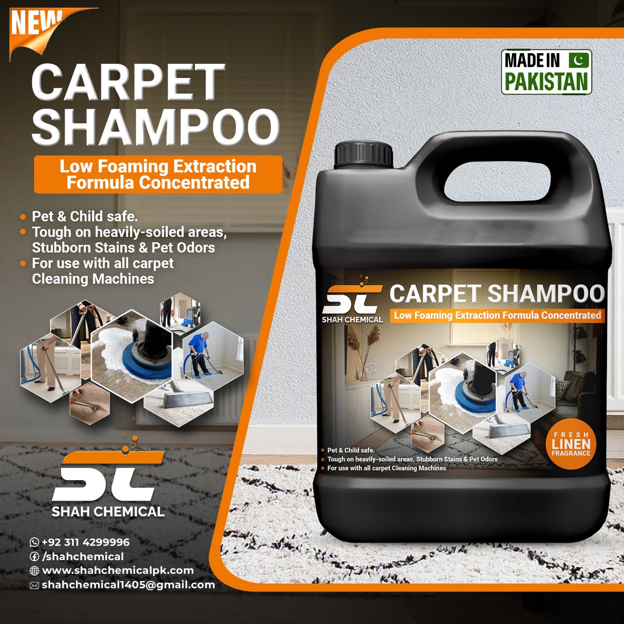 Carpet Cleaning shampoo Deeply Cleans and Disinfect - 4 litre