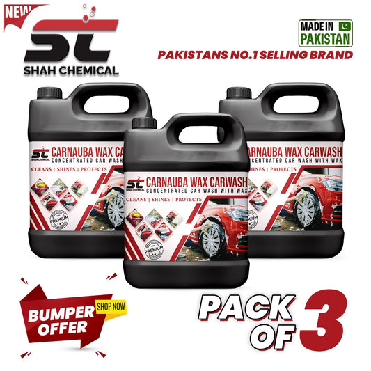 Pack of 3 Carnauba Wax Car wash & wax shampoo - 4 litre