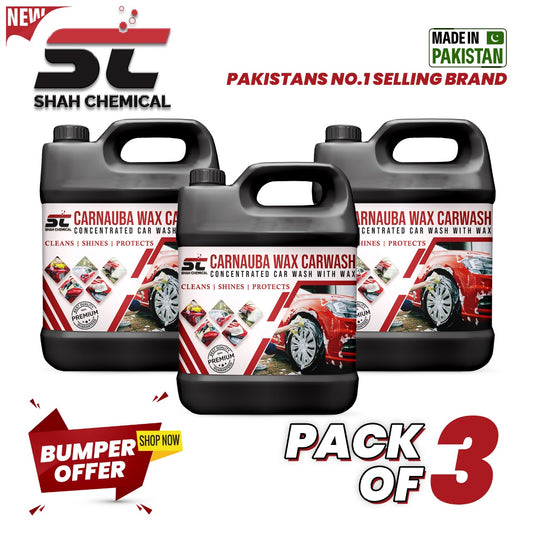 SHAH CHEMICALS Pack of 3 Carnauba Wax Car wash & wax shampoo - 4 litre SHAH CHEMICALS