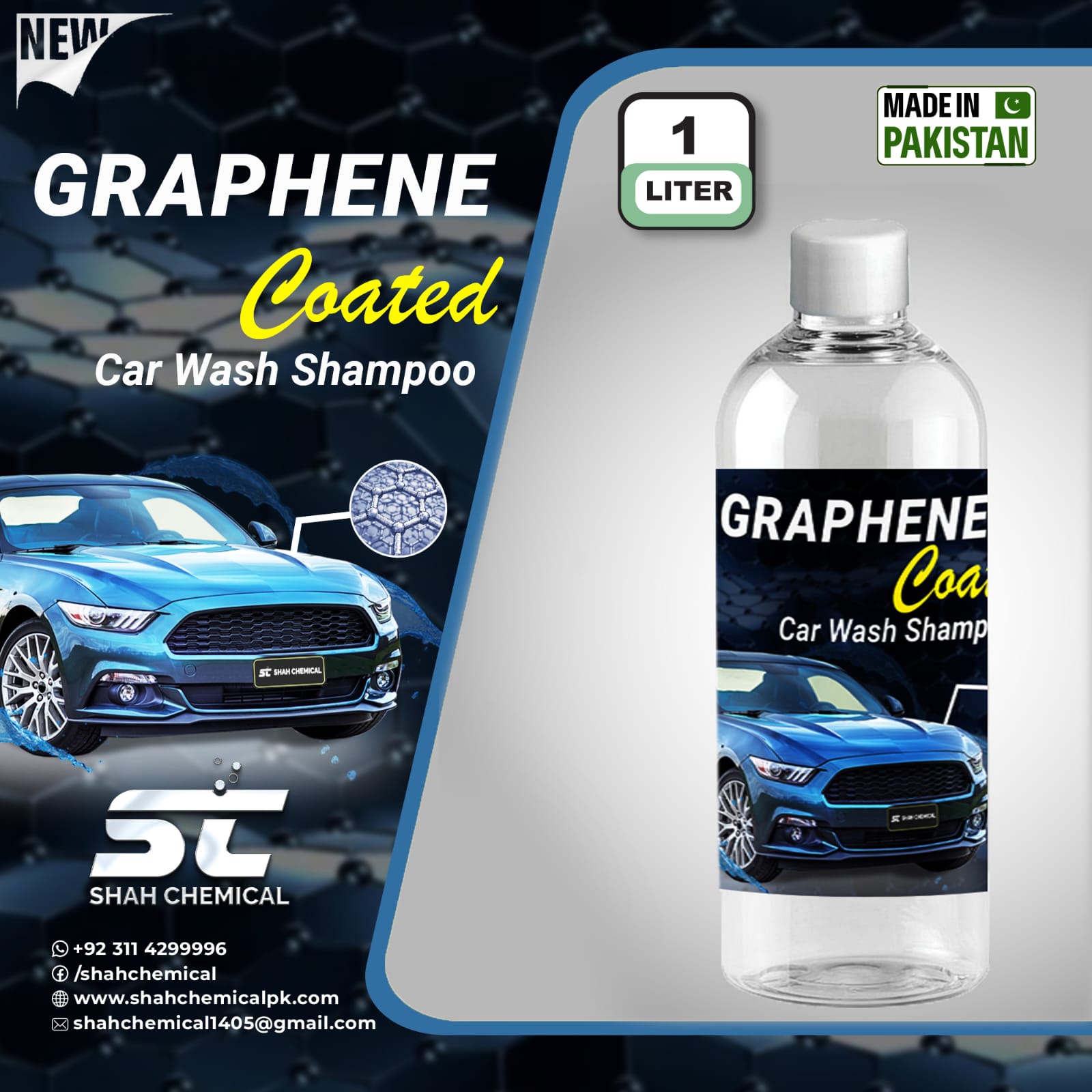 SHAH CHEMICALS Graphene Coated Car Wash Shampoo - 1 litre SHAH CHEMICALS