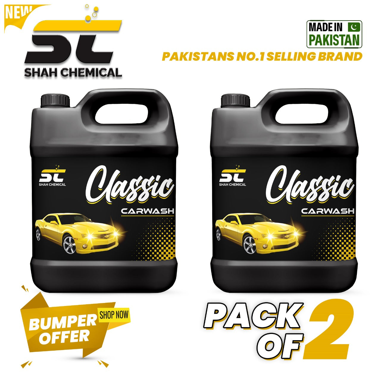 SHAH CHEMICALS Pack of 2 Classic Shine car wash & wax shampoo - 4 litre SHAH CHEMICALS