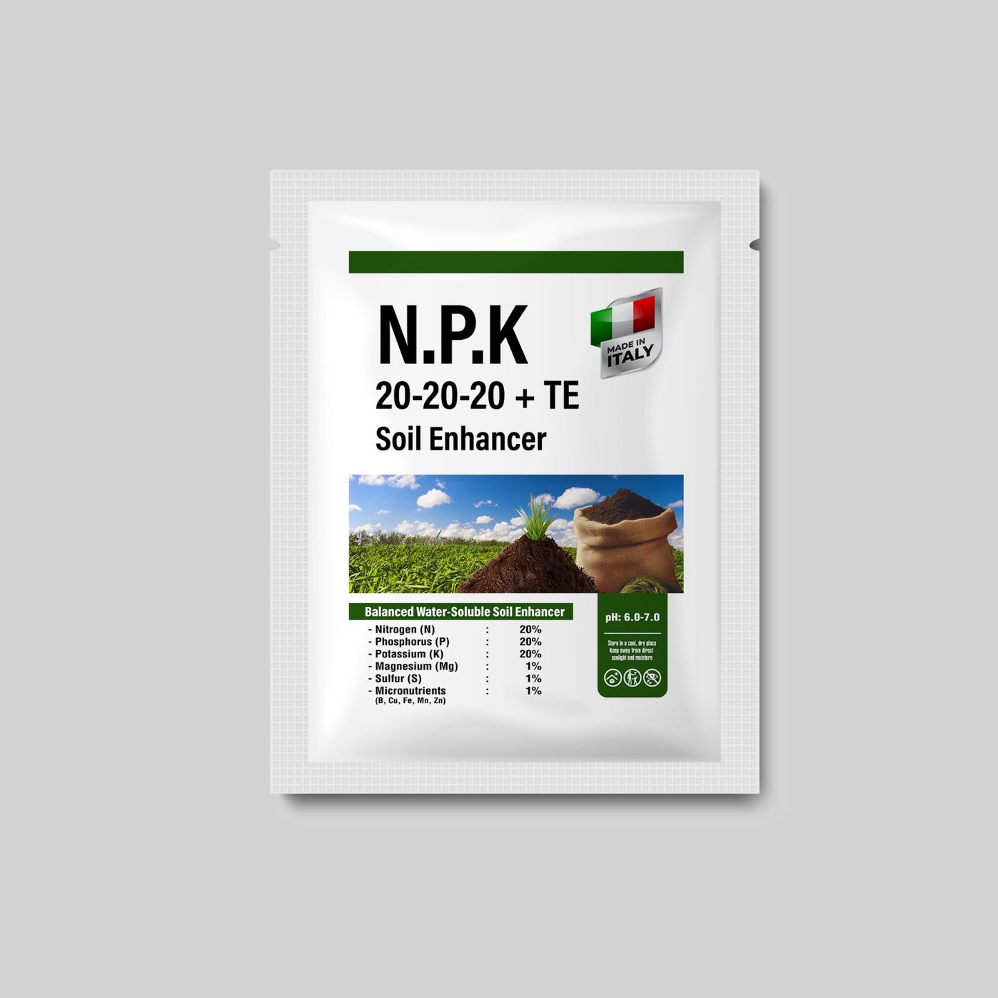 N.P.K 20-20-20+TE Soil Enhancer Made In Italy (Powder Form) - 1 kg Pack