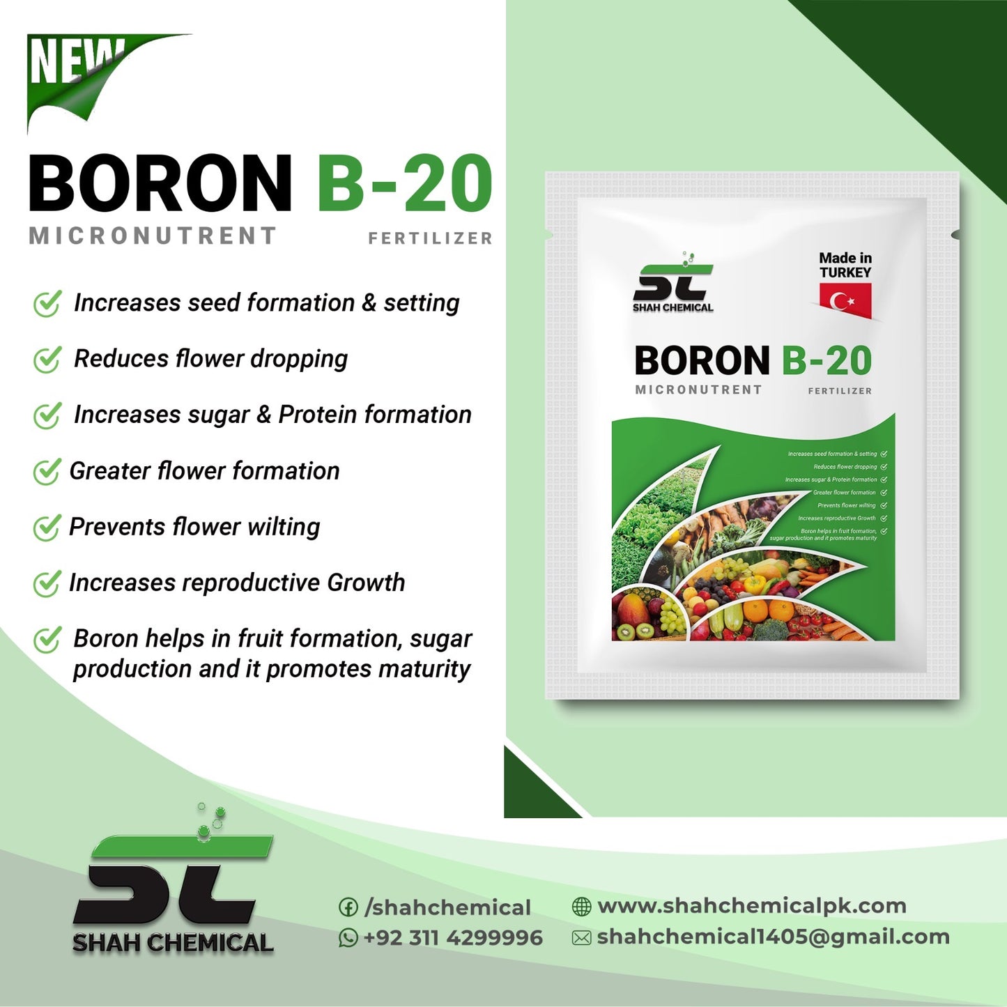BORON B-20 Micronutrent - 1kg Pack MADE IN TURKEY