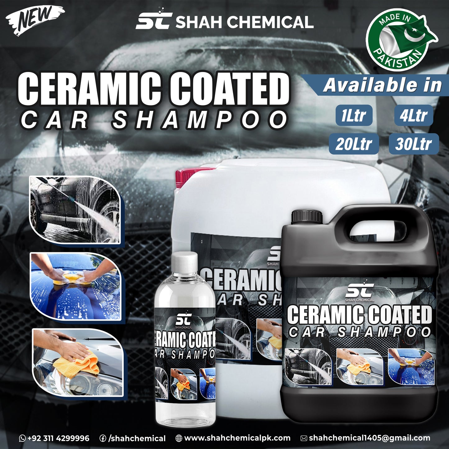 Ceramic coated car wash and wax shampoo