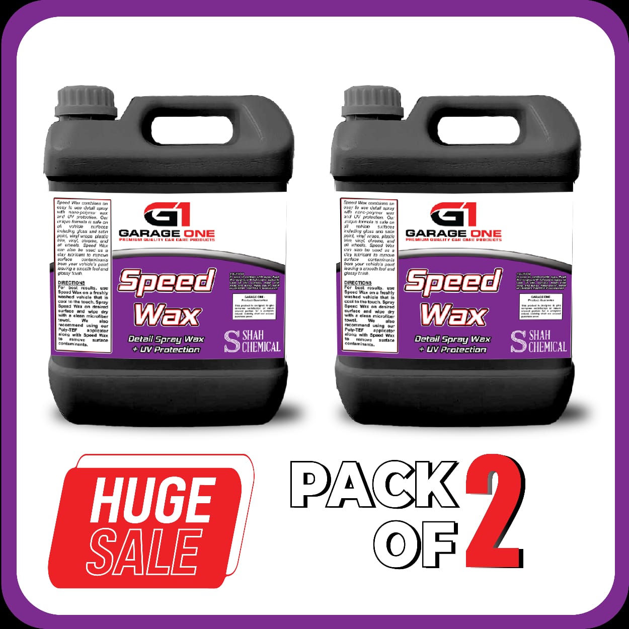 SHAH CHEMICALS Pack of 2 G-1 Speed Wax Car Wash and Wax Shampoo - 4 litre SHAH CHEMICALS