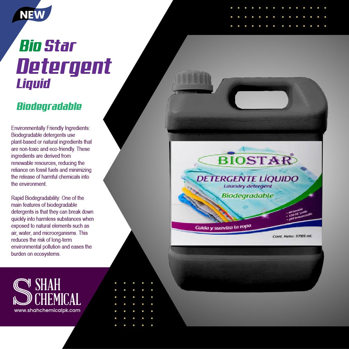 SHAH CHEMICALS BioDegradable Bio Star Detergent - 4 litre SHAH CHEMICALS