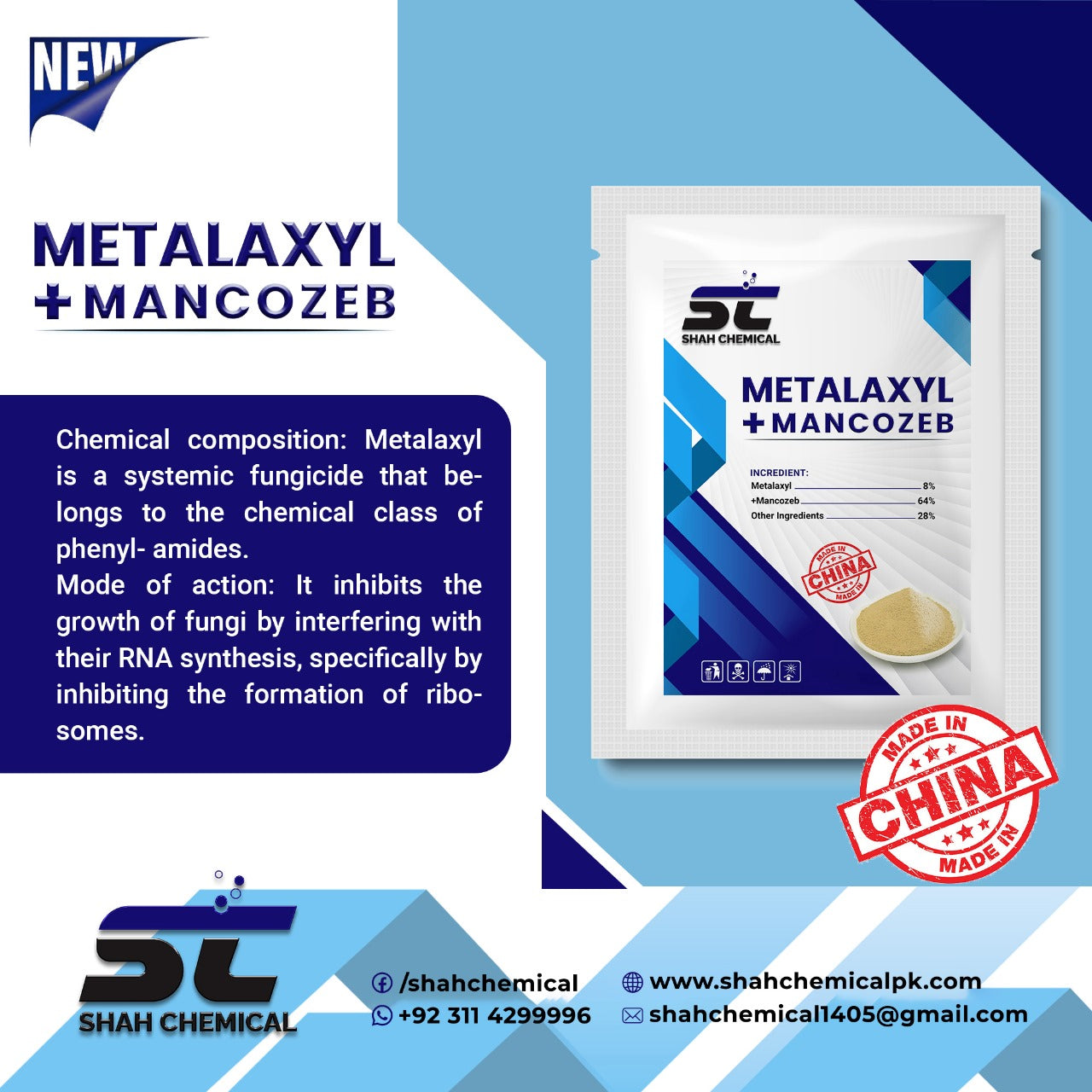 SHAH CHEMICALS Metalaxyl Plus Mancozeb 72% wp 1 kg Pack SHAH CHEMICALS
