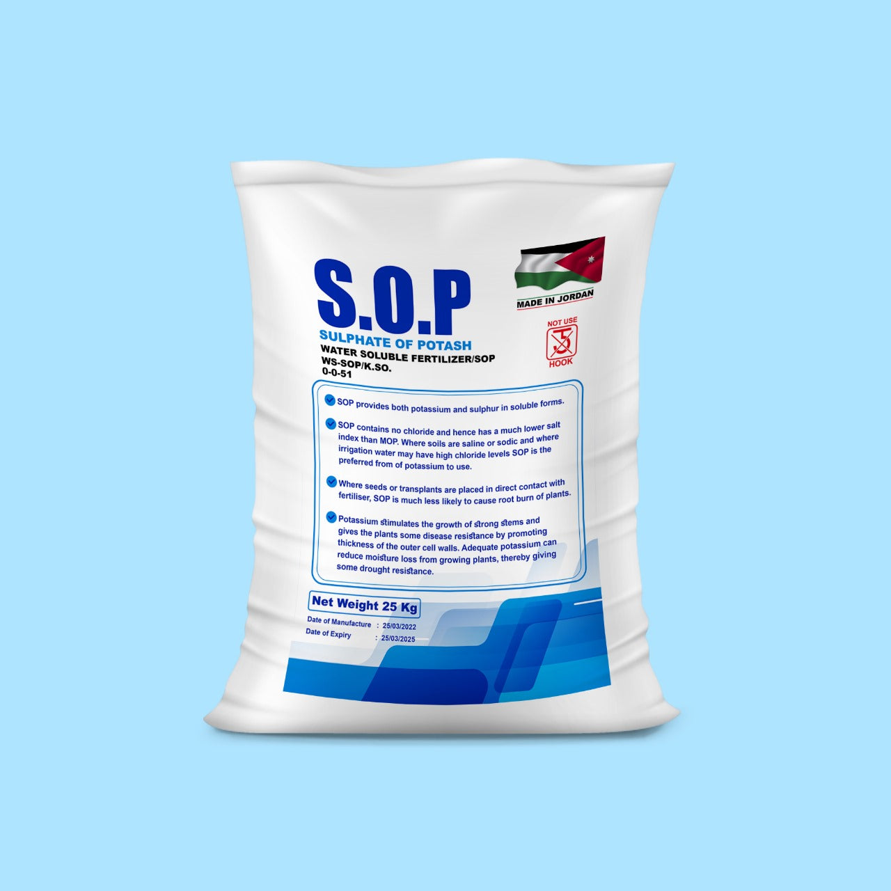 S.O.P Potasium Sulphate MADE IN JORDAN - 25 kg Bag