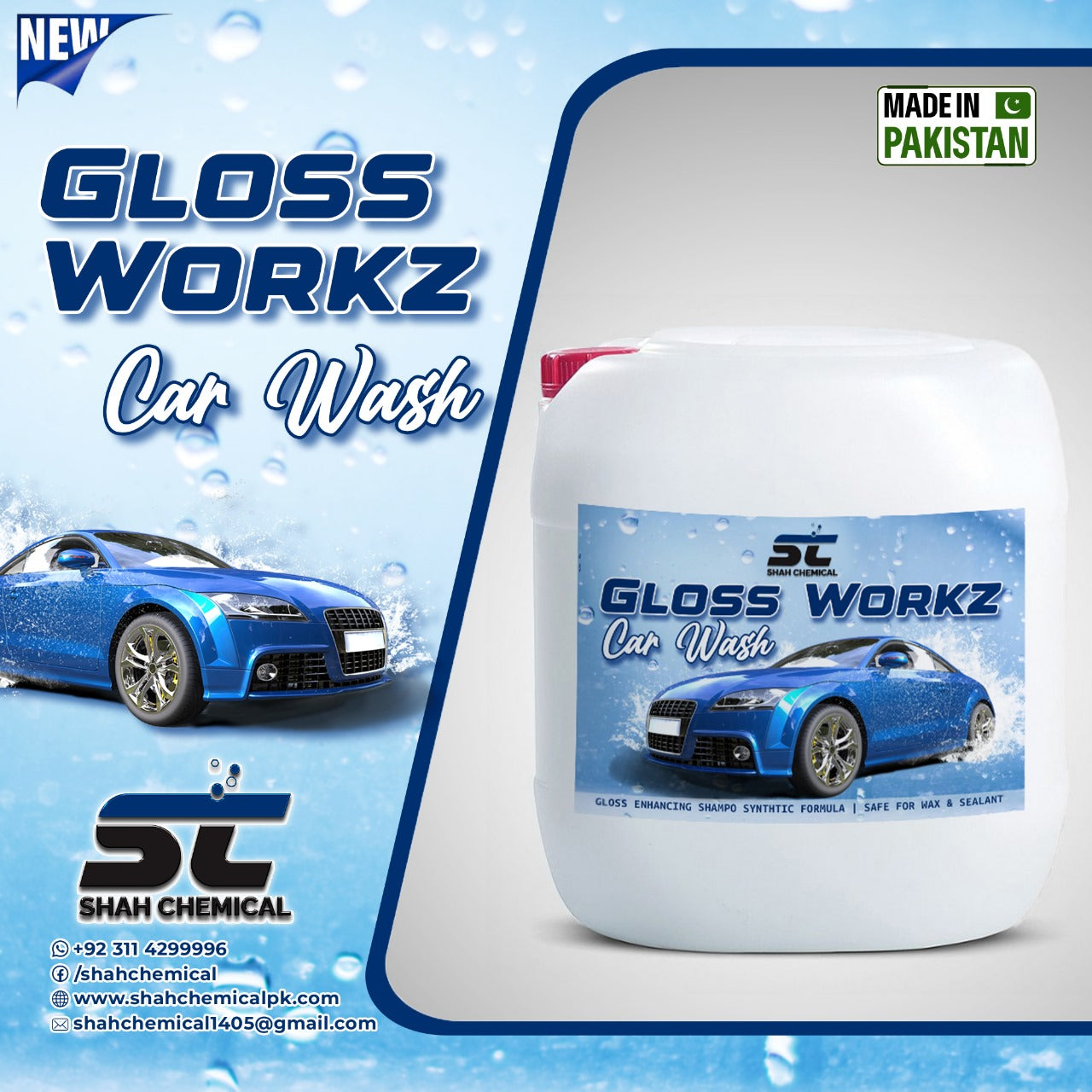 Gloss Workz Auto wash car wash shampoo - 30 litre – SHAH CHEMICALS