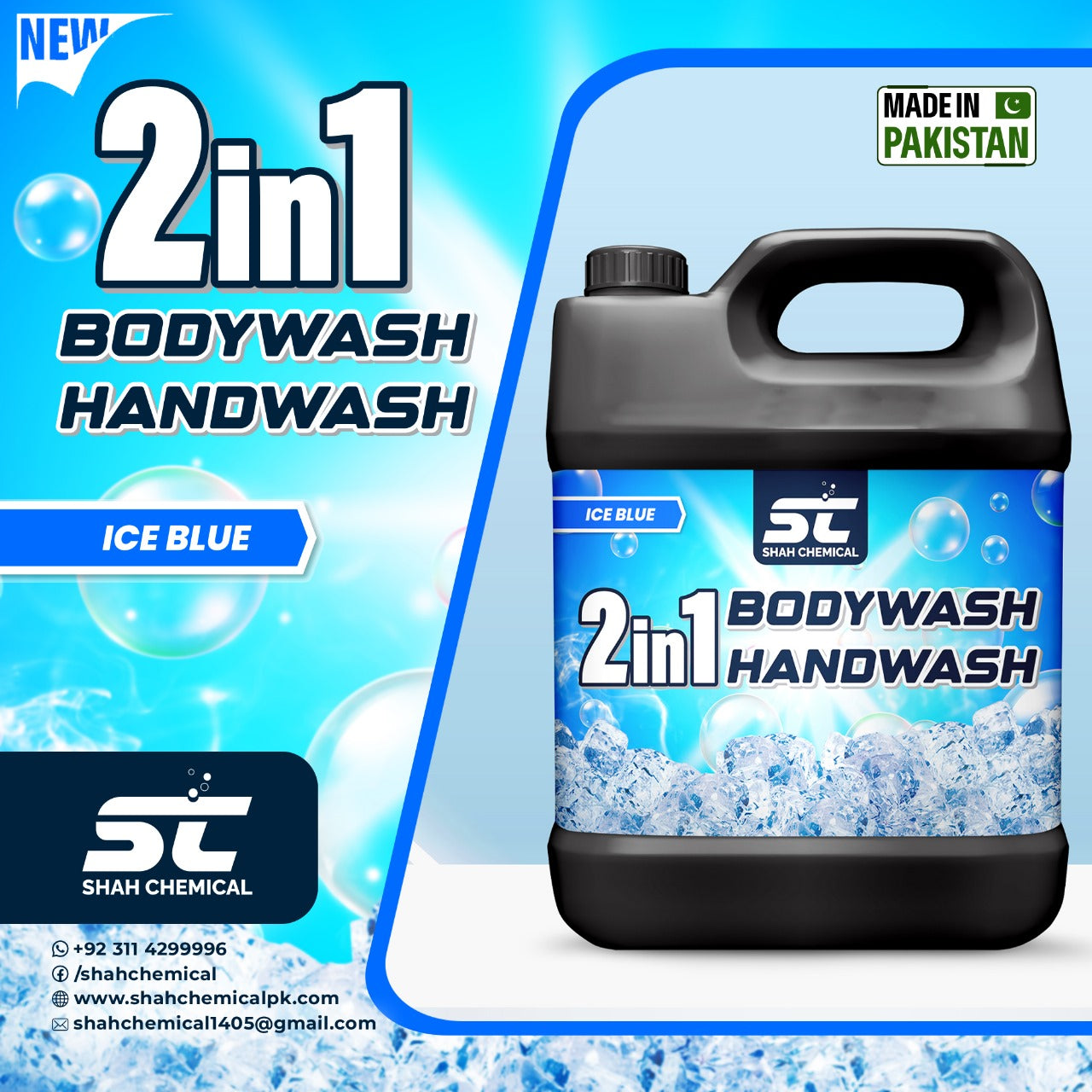 2 in 1 Bodywash And Handwash ( ice blue ) - 4 Litre