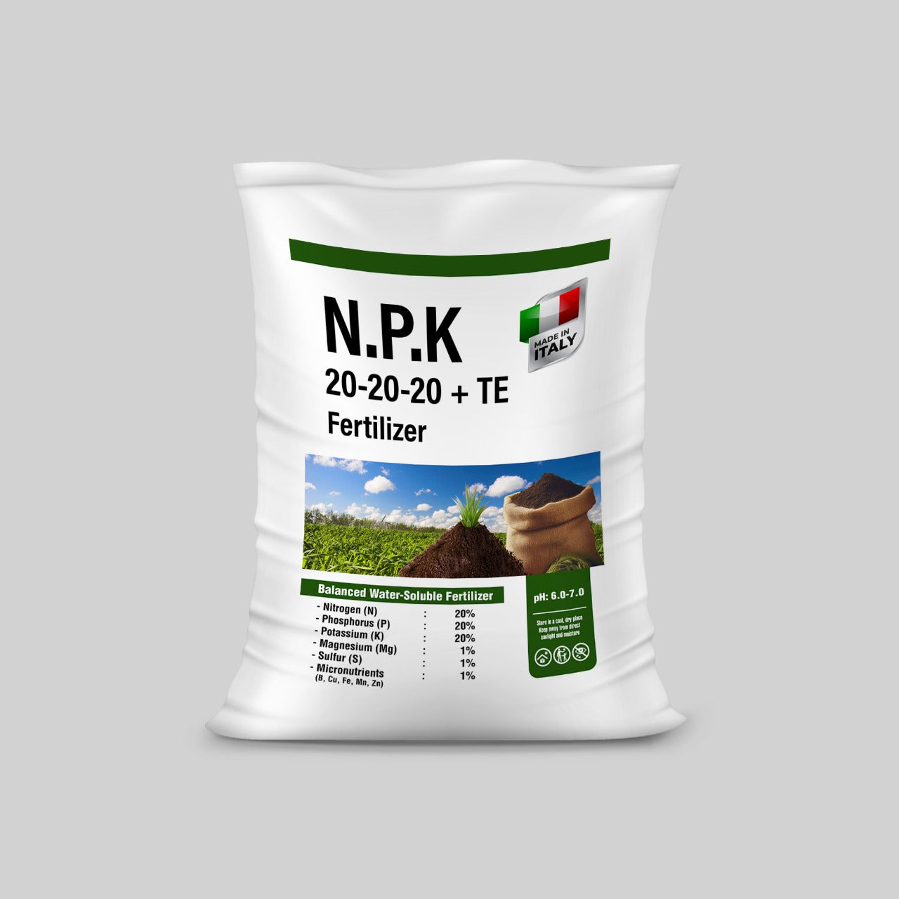 N.P.K 20-20-20+TE  Fertilizer Made In Italy (Powder Form) - 25 kg Pack