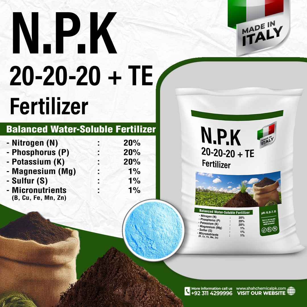 N.P.K 20-20-20+TE  Fertilizer Made In Italy (Powder Form) - 25 kg Pack