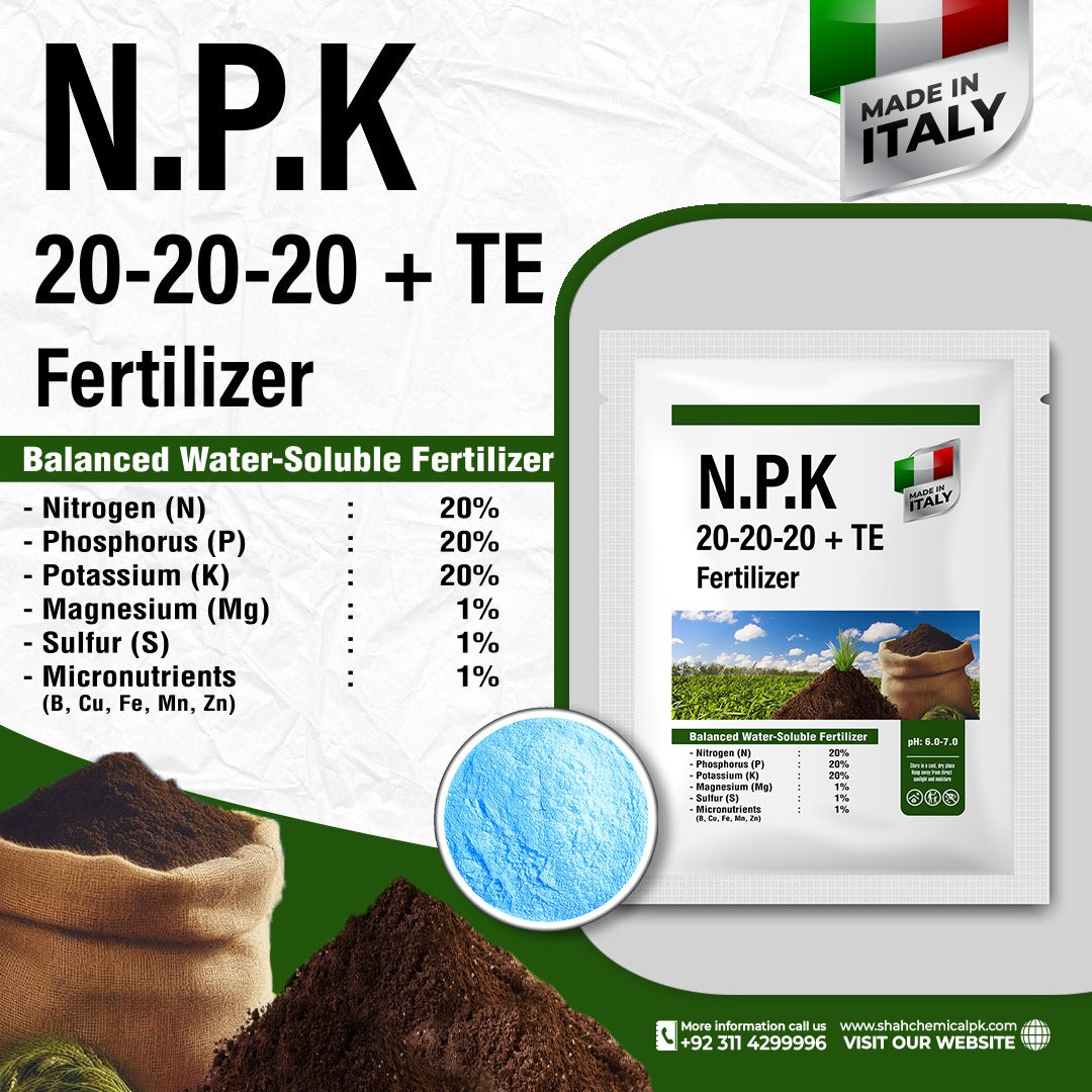 N.P.K 20-20-20+TE  Fertilizer Made In Italy (Powder Form) - 1 kg Pack